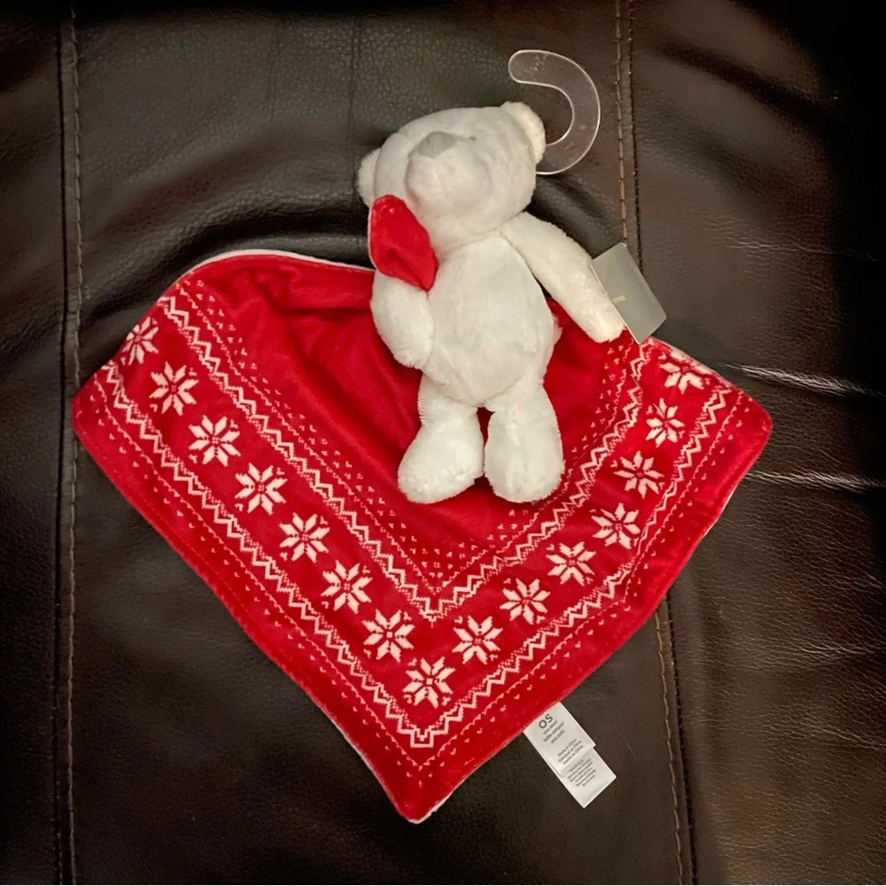 Carter's Red and White Stuffed Bear with Blanket
